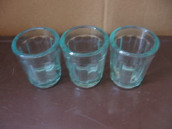3 db türkiz üveg szovjet , orosz retro fazettás pálinkás pohár egyben