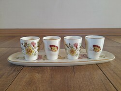 Zsolnay butterfly pattern porcelain brandy cup set