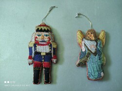 Textil függeszthető igen ritka karácsonyfadísz diótörő és angyalka