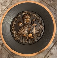 Szent István embossed bronze wall plate