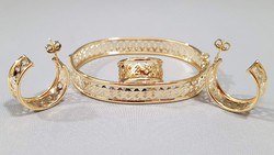 14K gold earrings, bracelet and ring set 25.56 g