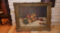 Marked old fruit still life painting