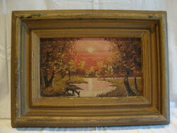 Marked antique oil on canvas landscape painting