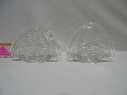 Two glass napkin holders with convex decoration - together