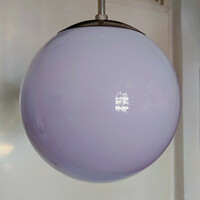 Bauhaus - art deco nickel-plated ceiling lamp renovated - purple glass sphere shade