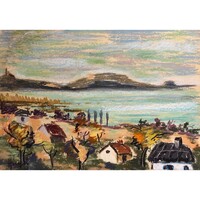 Lajos Hosszú (1944-) Balaton region in autumn (pastel-grease chalk, cardboard) /invoice provided/