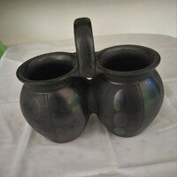 Painted Karcagi ceramic double pot/slice for sale!