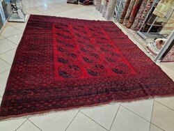 Burgundy Red Afghan Bokhara 253x305cm Hand Knotted Wool Persian Rug bfz466