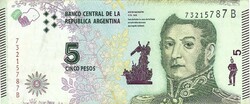 5 Pesos pesos 2015 Argentina