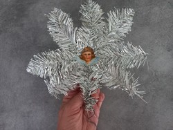 Régi papír angyalkás karácsonyfa csúcsdísz