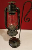 Storm lamp with wrought iron holder lamp factory 598, made in Hungary, new condition