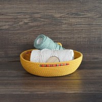 Sewn rope basket - storage bowl (gazania | 1)