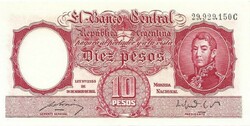 10 Pesos pesos 1942-54 argentina unfolded aunc
