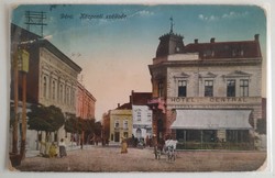 Déva, Hotel Centrál, antik levelezőlap, képeslap, 1918