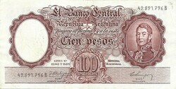 100 peso pesos 1957-67 Argentina