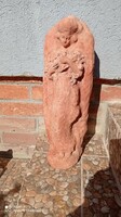 Art deco style female figure, standing terracotta colored statue, heavy ornament