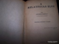 Czukor Károly: A  relativitás elmélete. Bp., 1921, Dick Manó. Második, bővített kiadás.  Korabeli fé
