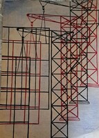 Sándor Bortnyik tower crane. Watercolor paper.
