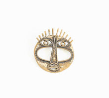 Retro copper brooch man, industrial artist jewelry in the shape of an abstract face - lapel pin, pin János style