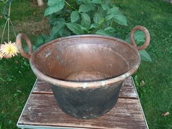 Antique red copper cauldron, kettle found in used condition - more like decoration