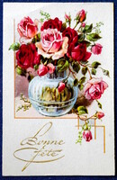 Old graphic greeting card rose