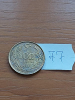 Turkey 100 lira 1990 brass, mustafa kemal atatürk 77.