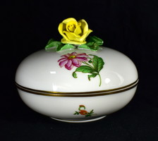 Herend porcelain bonbonnier with yellow rose handle