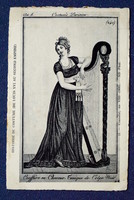 Antik divattörténeti francia képeslap metszet után  Párizsi hölgy viselete 1800