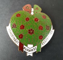 Vintage copper fire enamel badge, brooch, trinket 