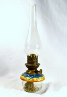 Antique majolica collared kerosene lamp container!