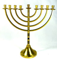 Copper menorah Judaica candle holder