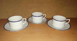 Drasche porcelain blue-gold striped coffee and tea cup with base 3 pieces in one (32/d)