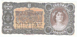 Hungary 500000 crowns replica sample 1923 unc