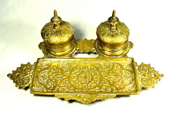 XIX. No. End antique marked historicizing copper inkstand