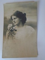 D198029 postcard - lady with a rose - 1911 sent to Szombathely by Master Pálne Erzsébetfelva