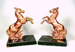 SIGNED FRENCH EQUESTRIAN BOOKEND WITH MARBLE BASE