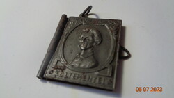 Petőfi's poems inscription, foldable, made of iron, medallion-like necklace pendant