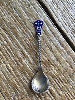 Old Norwegian davisd andersen silver spoon with fire enamel decoration, marked