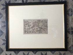 Pope's siege of 1597, etching in a wooden frame