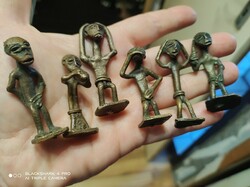 6db miniatűr réz szobrocska