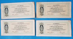 4 pieces of 10 pence savings bank shares 1927, szentgal