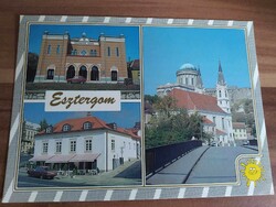 Régi képeslap, Esztergom, mozaik képeslap, postatiszta