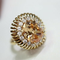 Beautiful, gold-plated silver ring with a huge citrine. New
