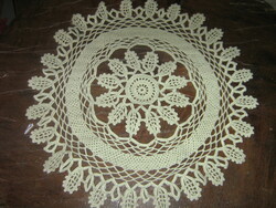 Beautiful hand crocheted antique pale green round lace tablecloth