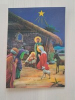 Retró 3D Betlehem, karácsonyi,  jászol képeslap