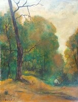 István Pollák - Autumn in the forest - marked painting