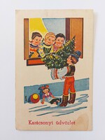 Old Christmas postcard 1941 postcard with drawings from Gyula
