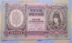Bankjegy Szálasi 1943 1000 Pengő T2 Ritka