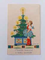 Old Christmas card 1943 h. Picture postcard from Morvay Śrīci folk costume