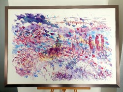 Signed, modern watercolor painting